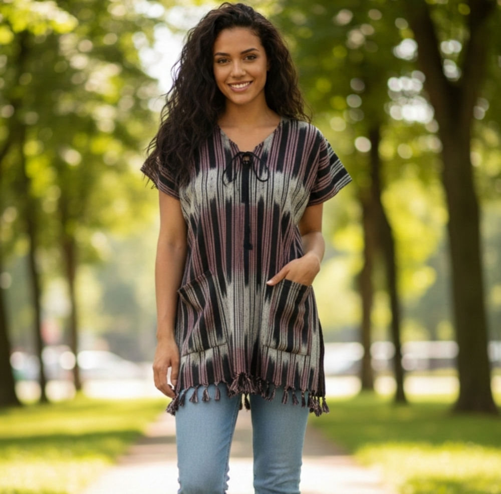 Striped Tassel Hem Top (Unisex)
